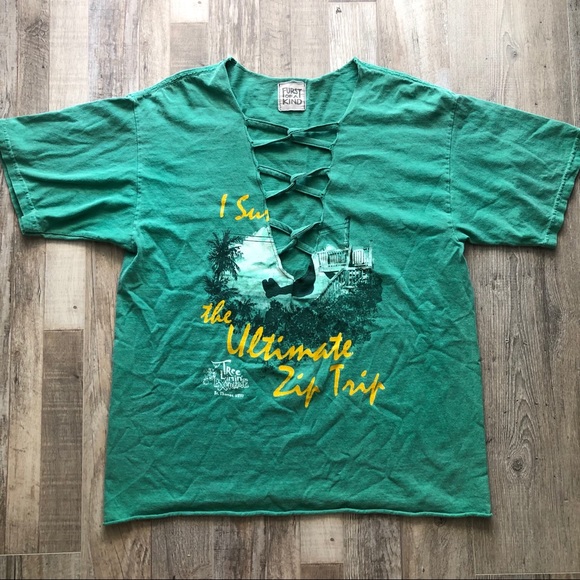 LF Tops - Furst of a Kind Green Oversized V-Cut Tshirt